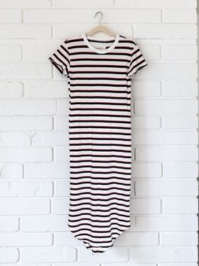 Frank & Eileen Harper Perfect Tee Maxi Dress White Red Navy French Stripe XS NWT